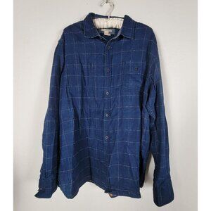 Carbon2Cobalt Mens Large Blue Plaid Long Sleeve Button-Up Shirt Cotton Casual